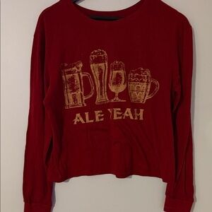 Zoe + Liv Red Long Sleeve Top with Gold Graphic